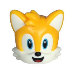 Minifigure, Head, Modified Fox with Molded White Face and Ears and Printed Medium Azure Eyes, Black Nose and Open Smile with Red Tongue Pattern