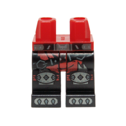 Hips and Black Legs with Red Loincloth, Black Belt, Silver Knee Pads and Claws Pattern Hips and Black Legs with Red Loincloth, Black Belt, Silver Knee Pads and Claws Pattern