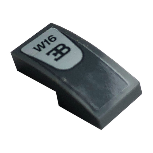 Деталь LEGO 11477pb119 Slope, Curved 2 x 1 x 2/3 with Bugatti Logo and 'W16' Pattern (Sticker) - Set 42083