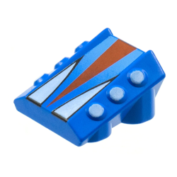 Brick, Modified 2 x 2 No Studs, Sloped with 6 Side Pistons Raised with Red and White Triangles Pattern