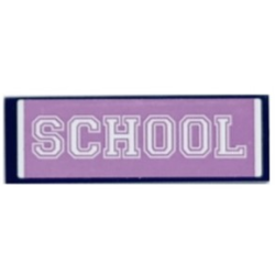 Tile 2 x 6 with White 'SCHOOL' on Medium Lavender Background Pattern (Sticker) - Set 41682