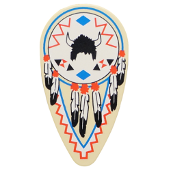 Minifigure, Shield Oval with Feathers and Helmet Pattern Minifigure, Shield Oval with Feathers and Helmet Pattern