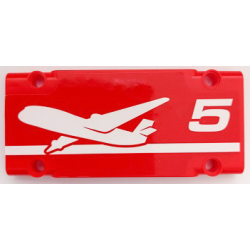Technic, Panel Plate 5 x 11 x 1 with White Airplane, Stripe and Number 5 Pattern Model Left Side (Sticker) - Set 42068