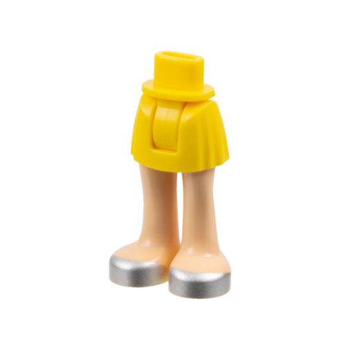 Деталь LEGO 92252c00pb028 Mini Doll Hips and Skirt, Light Nougat Legs and Silver Shoes Pattern - Thick Hinge