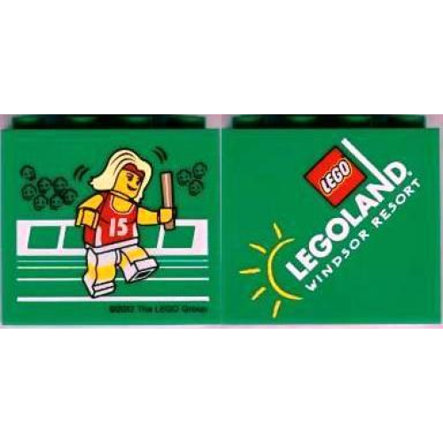 Деталь LEGO 30144pb131 Brick 2 x 4 x 3 with Legoland Windsor Resort and Olympic Athlete #15 Pattern