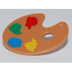 Minifigure, Utensil Paint Palette with Yellow, Blue, Green and Red Paint Spots Pattern