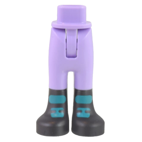 Деталь LEGO 67072c00pb001 Mini Doll Hips and Trousers with Back Pockets with Molded Pearl Dark Gray Lower Legs / Boots and Printed Dark Turquoise Patches Pattern - Thin Hinge