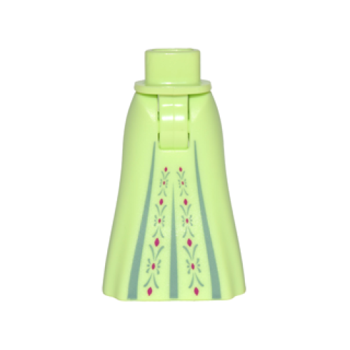 Деталь LEGO 15875c00pb015 Mini Doll Hips and Skirt Full Length with 3 Pleats and Sand Green and Magenta Embroidery Pattern - Thick Hinge