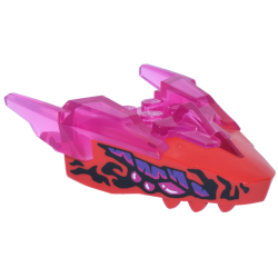 Dragon Head (Ninjago) Jaw Upper with Horns with Molded Red Face and Printed Black Markings, Dark Purple Rock Eyebrows, Magenta Eyes Pattern Dragon Head (Ninjago) Jaw Upper with Horns with Molded Red Face and Printed Black Markings, Dark Purple Rock Eyebrows, Magenta Eyes Pattern
