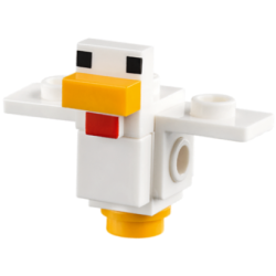 Minecraft Chicken, Wings Spread, Bright Light Orange Feet - Brick Built