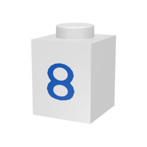 Деталь LEGO 3005pt8 Brick 1 x 1 with Blue Number 8 Pattern