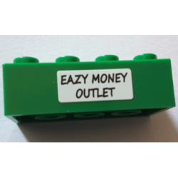 Brick 2 x 4 with 'EAZY MONEY OUTLET' on White Background Pattern (Sticker) - Set 71016