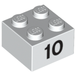 Brick 2 x 2 with Black Number 10 Pattern