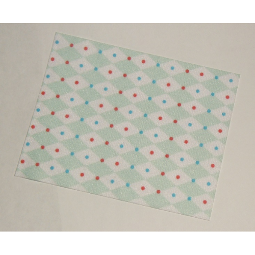 Деталь LEGO blankie03pb07 Duplo, Cloth Blanket 8 x 10 cm with Red and Blue Dots on Light Aqua Diamonds Pattern