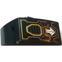 Technic, Panel Car Mudguard Left with White Arrow, Vent Grille and Tubing on Gold Outline Pattern (Sticker) - Set 70723 Technic, Panel Car Mudguard Left with White Arrow, Vent Grille and Tubing on Gold Outline Pattern (Sticker) - Set 70723