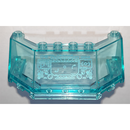 Деталь LEGO 62576pb07 Windscreen 5 x 8 x 2 with Metallic Light Blue Head-Up Display (HUD) Pattern on Inside (Sticker) - Set 76153