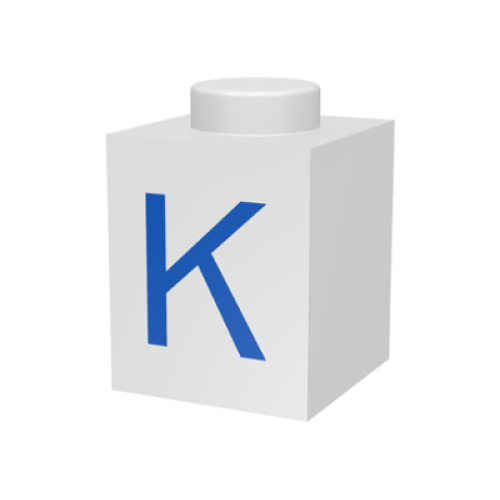 Деталь LEGO 3005ptK Brick 1 x 1 with Blue Capital Letter K Pattern