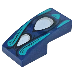 Slope, Curved 2 x 1 x 2/3 with 2 White Eyes, Dark Turquoise Highlights Pattern Slope, Curved 2 x 1 x 2/3 with 2 White Eyes, Dark Turquoise Highlights Pattern
