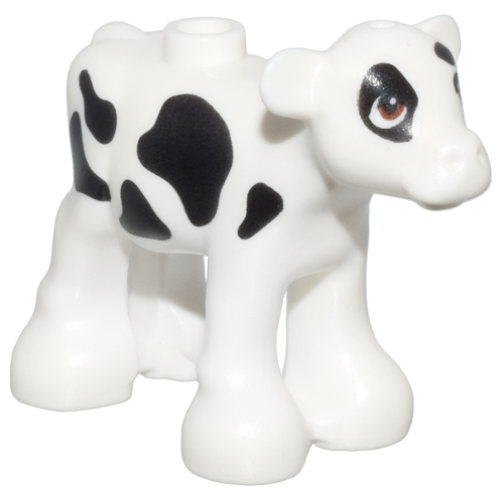 Деталь LEGO 5150pb01 Cow, Friends Style, Baby Calf with Reddish Brown Eyes and Black Spots Pattern