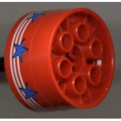 Wheel 20 x 30 Technic with 3 White Stripes and 7 Blue Stars Pattern (Sticker) - Set 6615