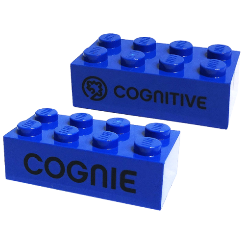 Деталь LEGO 3001pb174 Brick 2 x 4 with Black 'COGNITIVE' and 'COGNIE' Pattern on Opposite Sides (Play Day 2019)