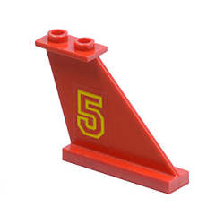 Tail 4 x 1 x 3 with Yellow Number 5 Pattern Model Right Side (Sticker) - Set 6679