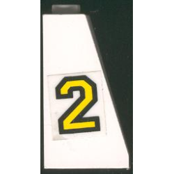 Slope 75 2 x 2 x 3 - Hollow Studs with Yellow Number 2 with Black Outline Pattern Model Right Side (Sticker) - Set 6483
