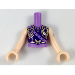 Torso Mini Doll Girl Armored Top with Dark Purple and Gold Trim, Air Icon Pattern, Light Nougat Arms with Hands with Purple Tattoo