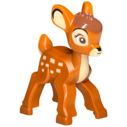Deer, Disney, Baby Fawn with Molded Tan Front, Tail and Muzzle and Printed Eyes, Ears, Camouflage Spots, White Eyes, Black Nose and Mouth and Reddish Brown Crest Pattern (Bambi)