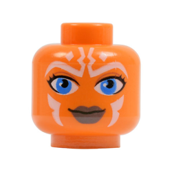 Minifigure, Head Alien with Blue Eyes and White Lines Pattern (SW Ahsoka)