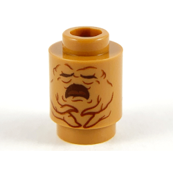 Brick, Round 1 x 1 with Reddish Brown Mandrake Face and Open Mouth Pattern