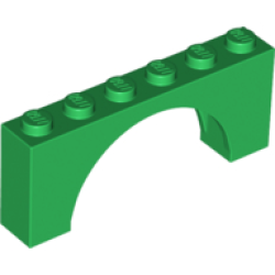 Arch 1 x 6 x 2 - Medium Thick Top without Reinforced Underside - Green