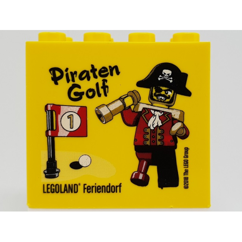 Деталь LEGO 30144pb236 Brick 2 x 4 x 3 with Piraten Golf LEGOLAND Feriendorf Pattern (2018 Version)