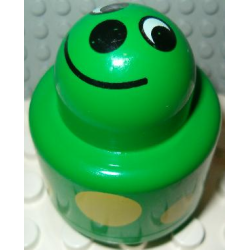 Primo Brick, Round Rattle 1 x 1 with Face and Yellow Spots Pattern