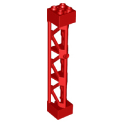 Support 2 x 2 x 10 Girder Triangular Vertical - Type 4 - 3 Posts, 3 Sections - Red