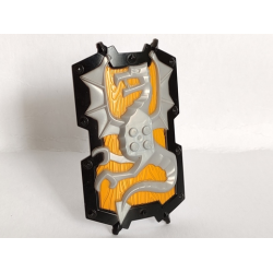 Large Figure Shield, 2 x 2 Brick Relief, Dragon with Bright Light Orange and Black Pattern