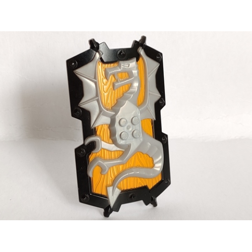 Деталь LEGO 54184pb01 Large Figure Shield, 2 x 2 Brick Relief, Dragon with Bright Light Orange and Black Pattern