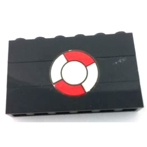 Деталь LEGO BA012pb10 Stickered Assembly 6 x 1 x 3 with Life Preserver Pattern (Sticker) - Sets 369-1 / 575-2 - 3 Brick 1 x 6