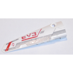 Technic, Panel Fairing # 6 Long Smooth, Side B with Red 'EV3' and Light Bluish Gray and Red Stripes Pattern (Sticker) - Set 31313 Technic, Panel Fairing # 6 Long Smooth, Side B with Red 'EV3' and Light Bluish Gray and Red Stripes Pattern (Sticker) - Set 31313