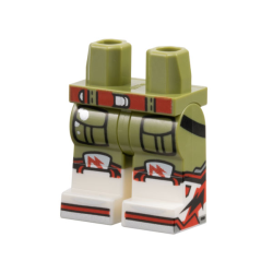 Hips and Legs with Molded White Lower Legs / Boots and Printed Red Belt with Silver Buckle and Spots, Trim and Toes, Black Pockets Outlines Pattern Hips and Legs with Molded White Lower Legs / Boots and Printed Red Belt with Silver Buckle and Spots, Trim and Toes, Black Pockets Outlines Pattern