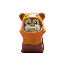 Minifigure, Head, Modified SW Ewok with Dark Orange Hood with Reddish Brown Stitching and Tan Face Paint Pattern