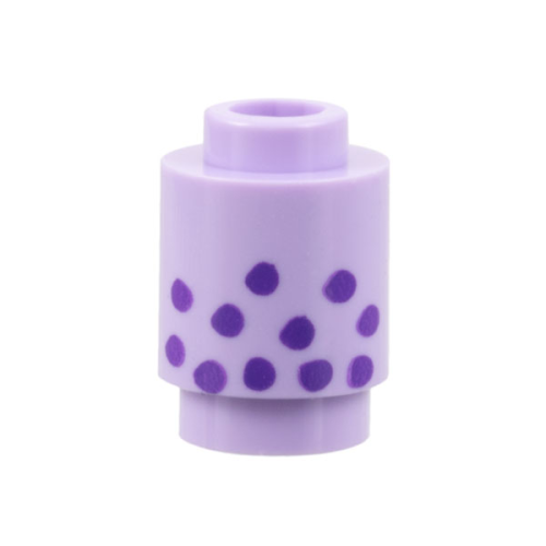 Деталь LEGO 3062pb073 Brick, Round 1 x 1 with Dark Purple Spots Pattern