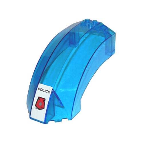 Деталь LEGO 41881pb001 Windscreen 12 x 6 x 6 Curved with 'POLICE' and Space Police 3 Badge Pattern (Sticker) - Set 5974