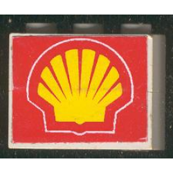 Stickered Assembly 3 x 1 x 2 with Shell Logo Pattern on Both Sides (Stickers) - Set 6378 - 2 Brick 1 x 3