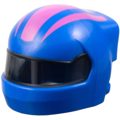 Деталь LEGO 7071pb16 Minifigure, Headgear Helmet Formula 1 with Molded Trans-Black Visor and Printed Dark Pink Stripes Pattern