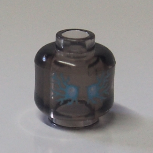 Деталь LEGO 3626pb3341 Minifigure, Head Alien Ghost with Medium Azure and White Energy and Eyes Pattern