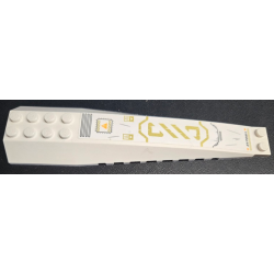 Wedge 16 x 4 Triple Curved with Reinforcements with Black Air Vent, Exclamation Mark in Orange Warning Triangle, Gold Stripes and Ninjago Logogram 'DANGER' Pattern (Sticker) - Set 71756