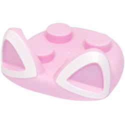 Large Figure Headgear, Super Mario Cat Head 2 x 2 with 4 Studs and Pointed Ears with White Outline Pattern (Cat Peach)