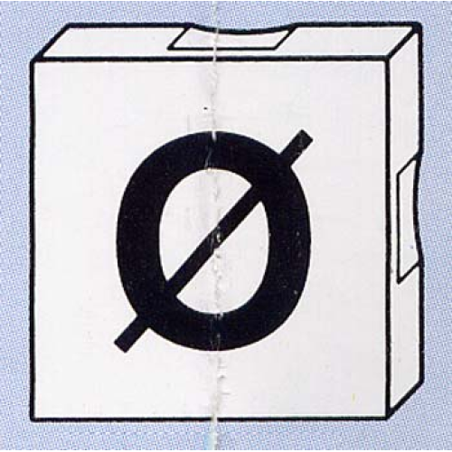 Деталь LEGO 6309pb089 Duplo, Tile 2 x 2 with Black Capital Letter O with Stroke (Ø) Pattern