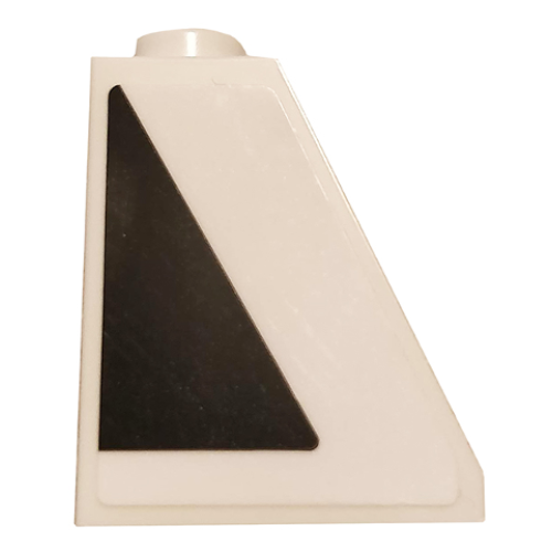 Деталь LEGO 60481pb012L Slope 65 2 x 1 x 2 with Black Triangle on White Background Pattern Model Left Side (Sticker) - Set 75810